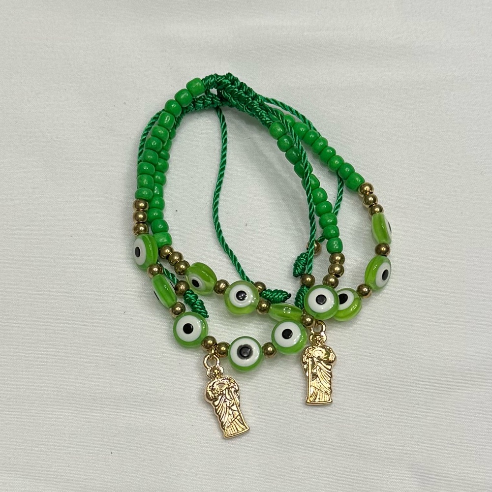 Good luck charm evil eye bracelets green #13